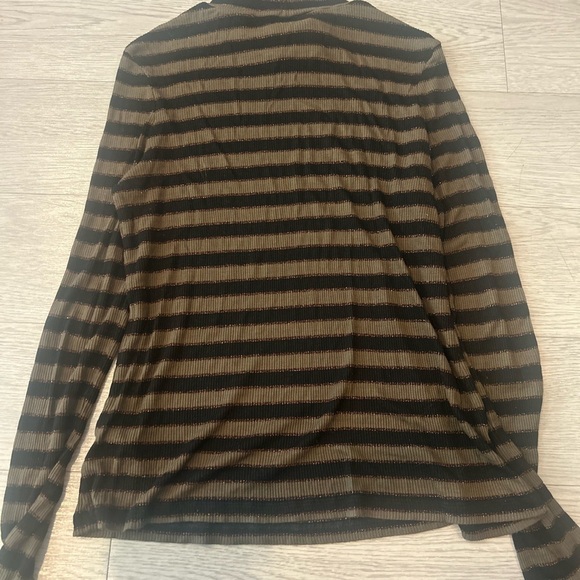 All Saints Emse Shimmer Roll Neck Top Tan/Black Size L - Picture 6 of 6